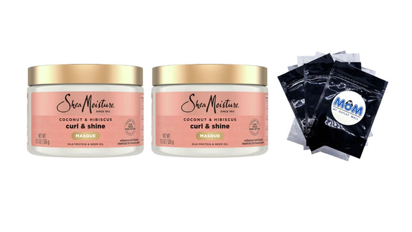Curl and Shine Hair Mask with Shea Butter, Coconut, and Hibiscus - 2 packs - 11.5 oz per pack - plus 3 My Outlet Mall Resealable Storage Pouches