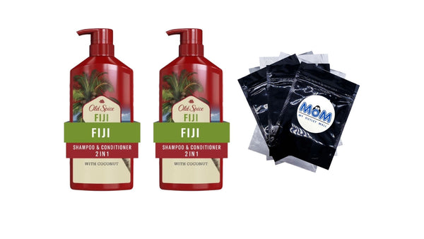 2in1 Men's Shampoo and Conditioner, All Hair Types, Fiji - 2 packs - 22Fl oz per pack - plus 3 My Outlet Mall Resealable Storage Pouches