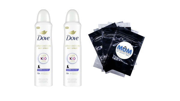 Advanced Care Long Lasting Antiperspirant Deodorant Dry Spray, Sheer Fresh - 2 packs - 3.8 oz per pack - plus 3 My Outlet Mall Resealable Storage Pouches