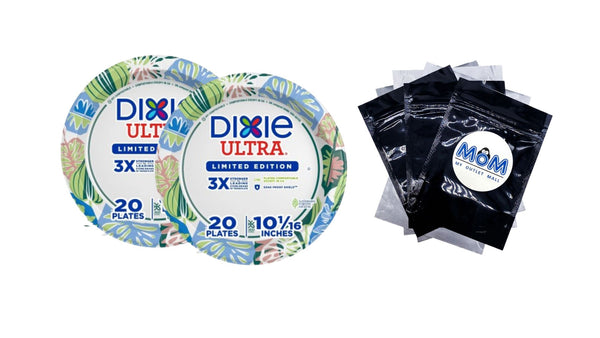 Ultra Summer Design Disposable Paper Plates, 10", Multi-Color - 2 packs - 20 Count per pack - plus 3 My Outlet Mall Resealable Storage Pouches