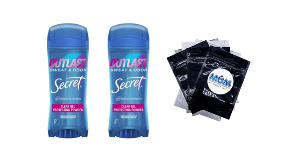 Outlast Clear Gel Antiperspirant Deodorant, Protecting Powder - 2 packs - 3.4 oz per pack - plus 3 My Outlet Mall Resealable Storage Pouches