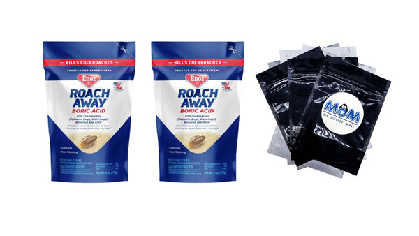 Roach Away Boric Acid Powder, Cockroach Killer - 2 packs - 6 oz per pack - plus 3 My Outlet Mall Resealable Storage Pouches