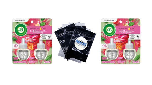 Plug-in Scented Oil Refill, Lush Honeysuckle & Raspberry, Air Freshener, 2 Refills - 2 packs - plus 3 My Outlet Mall Resealable Storage Pouches