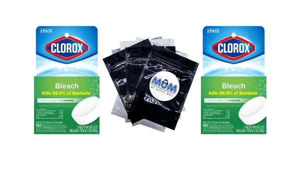 Bleach Automatic Toilet Bowl Cleaner Tablets - 2 packs - 2 Count - plus 3 My Outlet Mall Resealable Storage Pouches
