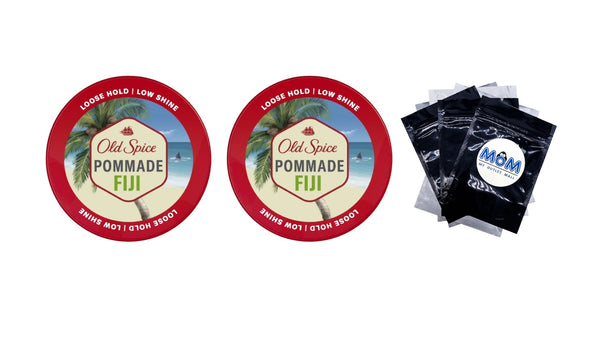 Fiji Pomade for Men, Loose Hold, Low Shine, Men's Hair Styling Pomade - 2 packs - 2.22 oz per pack - plus 3 My Outlet Mall Resealable Storage Pouches