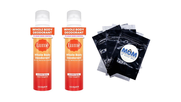 Whole Body Deodorant for Women, Spray Deodorant, Aluminum Free, Clean Tangerine - 2 packs - 3.6 oz per pack - plus 3 My Outlet Mall Resealable Storage Pouches