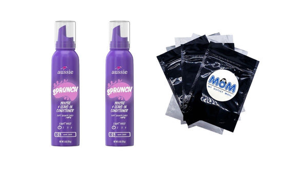 Sprunch Mousse & Leave-in Conditioner for Curly & Wavy Hair, Unisex - 2 packs - 6 oz per pack - plus 3 My Outlet Mall Resealable Storage Pouches