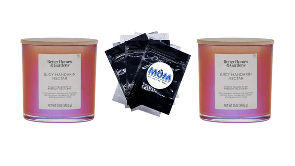 Juicy Mandarin Nectar Scented 2-Wick Iridescent Jar Candle - 2 packs - 12 oz per pack - plus 3 My Outlet Mall Resealable Storage Pouches