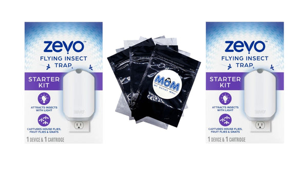 Flying Insect Indoor Fly Trap (1 Device + 1 Refill) - 2 packs - plus 3 My Outlet Mall Resealable Storage Pouches