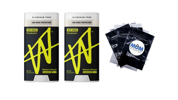 Jake Paul Men's Aluminum Free Deodorant Odor Blocking Sweat Protection Deep Woods - 2 packs - 2.6 oz per pack - plus 3 My Outlet Mall Resealable Storage Pouches