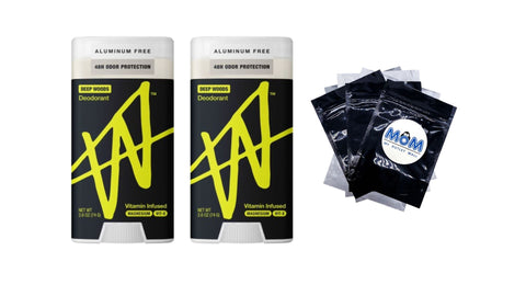 Jake Paul Men's Aluminum Free Deodorant Odor Blocking Sweat Protection Deep Woods - 2 packs - 2.6 oz per pack - plus 3 My Outlet Mall Resealable Storage Pouches