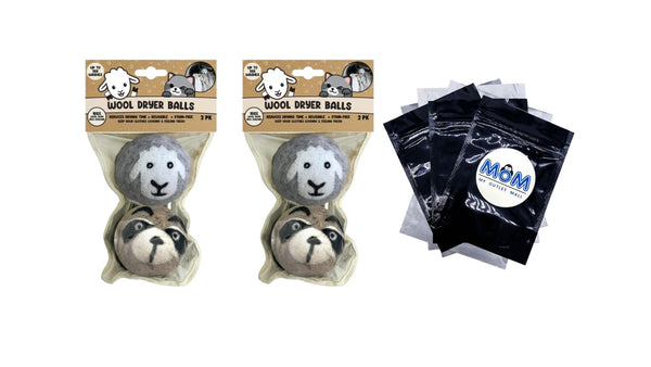 Dryer Balls, Reusable Bag - 2 packs - 2 Count - plus 3 My Outlet Mall Resealable Storage Pouches