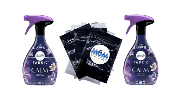 Fabric Spray Air Freshener, Odor-Fighting Fabric Refresher, Downy Calm - 2 packs - 27 fl oz per pack - plus 3 My Outlet Mall Resealable Storage Pouches