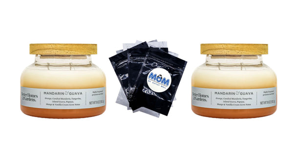 Mandarin Guava Scented 2-Wick Ombre Bell Jar Candle - 2 packs - 18 oz per pack - plus 3 My Outlet Mall Resealable Storage Pouches