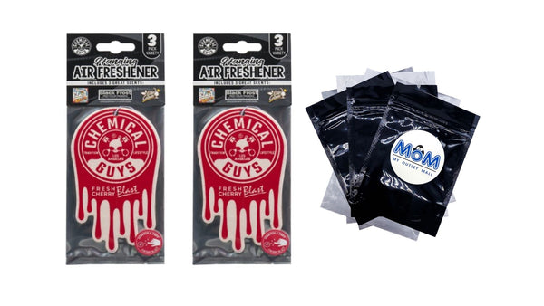 Hanging Air Freshener Variety, Black Frost, Cherry Blast, Pina Colada - 2 packs - 3 count per pack - plus 3 My Outlet Mall Resealable Storage Pouches