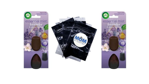 Essential Mist Refill, Lavender and Almond Blossom, Essential Oils Diffuser - 2 packs - plus 3 My Outlet Mall Resealable Storage Pouches