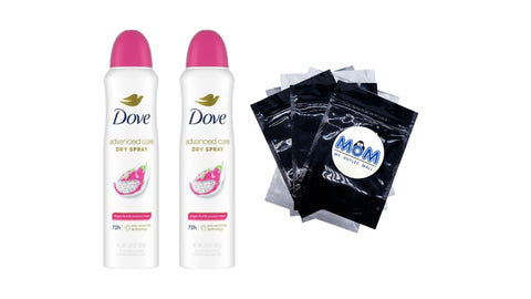 Advanced Care Antiperspirant Deodorant Dry Spray for Women Dragon Fruit & Coconut Cream - 2 packs - 3.8 oz per pack - plus 3 My Outlet Mall Resealable Storage Pouches