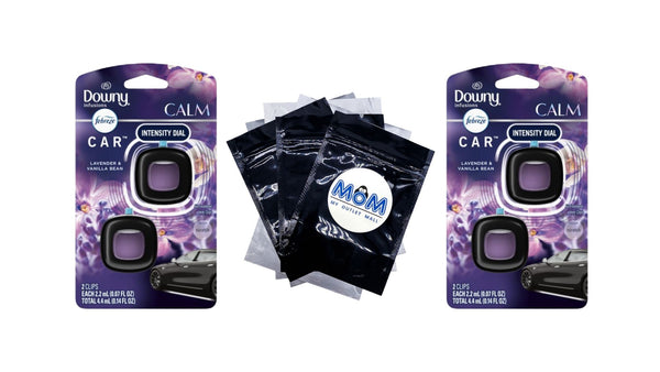 Odor Eliminating Car Air Freshener, Lavender & Vanilla Bean, 2 Count - 2 packs - plus 3 My Outlet Mall Resealable Storage Pouches