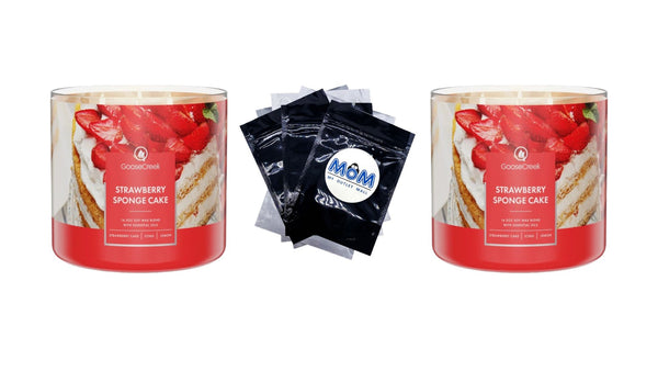 Strawberry Sponge Cake Scented 3-Wick Jar Candle - 2 packs - 14.5 oz per pack - plus 3 My Outlet Mall Resealable Storage Pouches