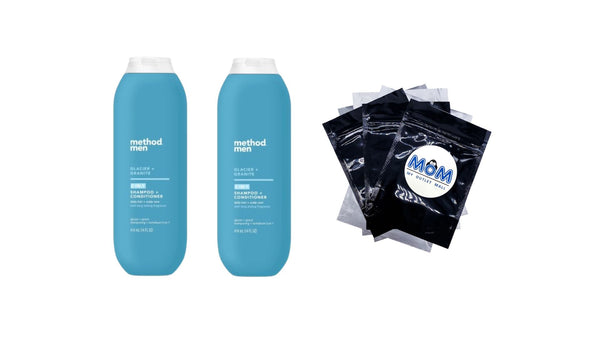 Men 2-in-1 Shampoo and Conditioner, Glacier + Granite - 2 packs - 14Fl oz per pack - plus 3 My Outlet Mall Resealable Storage Pouches