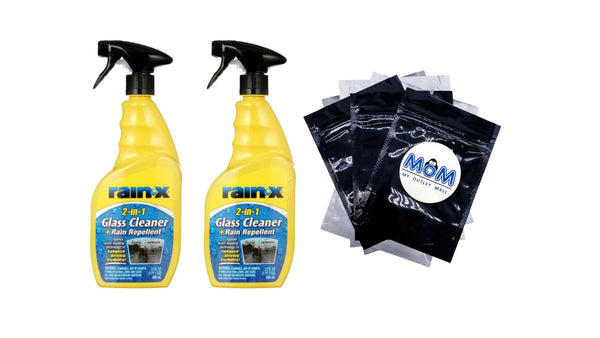 Glass Cleaner + Rain Repellent - 2 packs - 23 oz per pack - plus 3 My Outlet Mall Resealable Storage Pouches