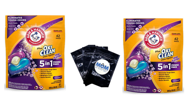 Plus OxiClean Odor Blasters 5-in-1 Laundry Detergent Power Paks, Fresh Burst- 2 pack - 42 count per pack - plus 3 My Outlet Mall Resealable Storage Pouches