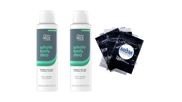 Men +Care Whole Body Deodorant Spray for Men Bamboo & Aloe - 2 packs - 4 oz per pack - plus 3 My Outlet Mall Resealable Storage Pouches