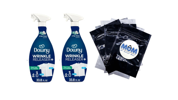 Wrinkle Releaser Spray, Fabric Refreshing and Odor Eliminating, Crisp Linen - 2 packs - 33.8 fl oz per pack - plus 3 My Outlet Mall Resealable Storage Pouches