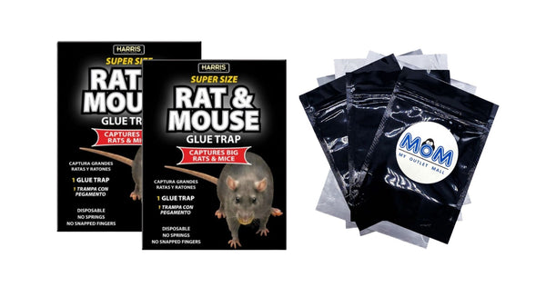 Super-Sized Rat and Mouse Glue Trap with Lure - 2 packs - plus 3 My Outlet Mall Resealable Storage Pouches