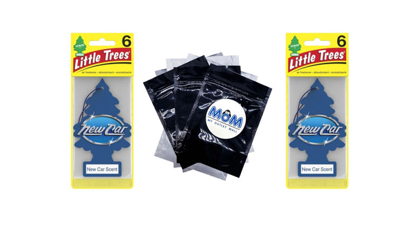Air Freshener New Car Scent Fragrance 6 count - 2 packs - plus 3 My Outlet Mall Resealable Storage Pouches