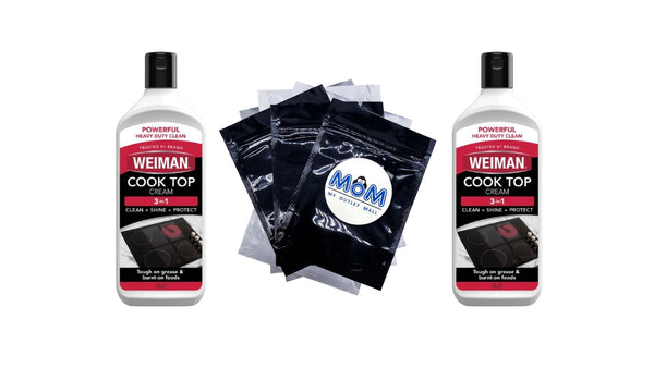 Cooktop Cleaner and Polish Cream for Glass, Ceramic and Induction Surfaces, Unscented - 2 packs - 15 oz per pack - plus 3 My Outlet Mall Resealable Storage Pouches