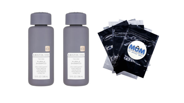 Hair Purple Shampoo for Blonde, Brunette, Silver + Grey Hair, Anti Brass + Yellow Tones, Sulfate Free Toning Shampoo - 2 packs - 10 oz per pack - plus 3 My Outlet Mall Resealable Storage Pouches