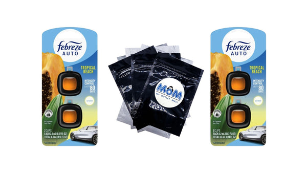 Auto Car Air Freshener, Odor-Fighting Car Vent Clip, Tropical Beach- 2 pack - 2 count per pack plus 3 My Outlet Mall Resealable Storage Pouches