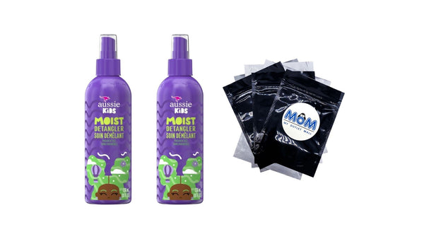 Kids Moist Detangler Spray for Kids, All Hair Types - 2 packs - 8Fl oz per pack - plus 3 My Outlet Mall Resealable Storage Pouches