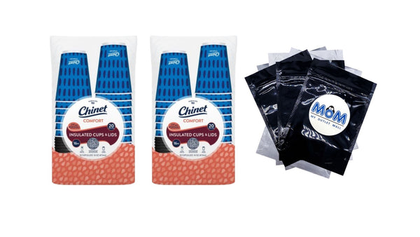 Comfort Premium Disposable Paper Hot Cups with Lids, 16 oz - 2 packs - 20 Count per pack - plus 3 My Outlet Mall Resealable Storage Pouches
