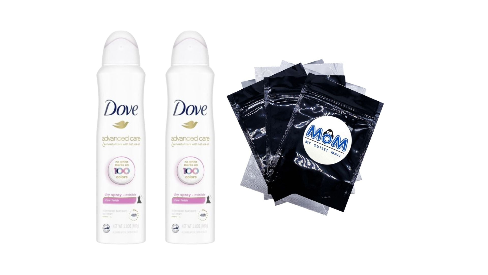 Advanced Care Antiperspirant Deodorant Spray Invisible Clean Finish - 2 packs - 3.8 oz per pack - plus 3 My Outlet Mall Resealable Storage Pouches