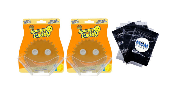 Sponge Caddy Suction Sink Caddy for Multipurpose Cleaning Sponge - 2 packs - plus 3 My Outlet Mall Resealable Storage Pouches