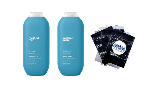 Men Body Wash, Glacier + Granite - 2 packs - 18 oz per pack - plus 3 My Outlet Mall Resealable Storage Pouches