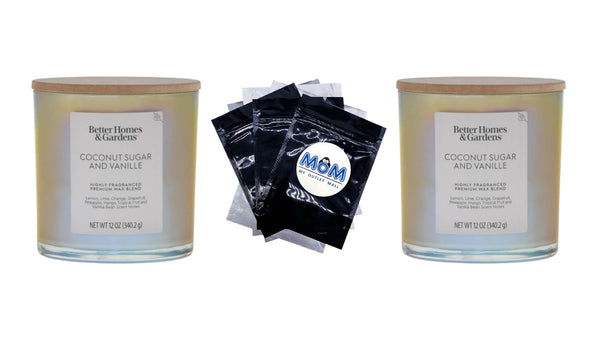 Coconut Sugar & Vanille Scented 2-Wick Iridescent Jar Candle - 2 packs - 12 oz per pack - plus 3 My Outlet Mall Resealable Storage Pouches