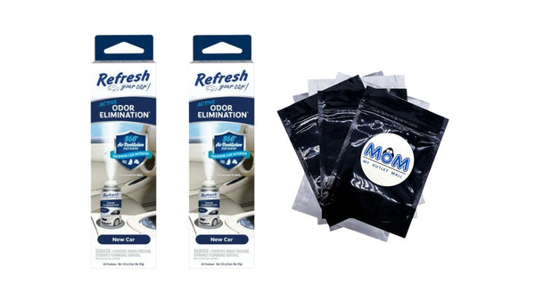 Active Odor Elimination Fogger, New Car Scent - 2 packs - plus 3 My Outlet Mall Resealable Storage Pouches
