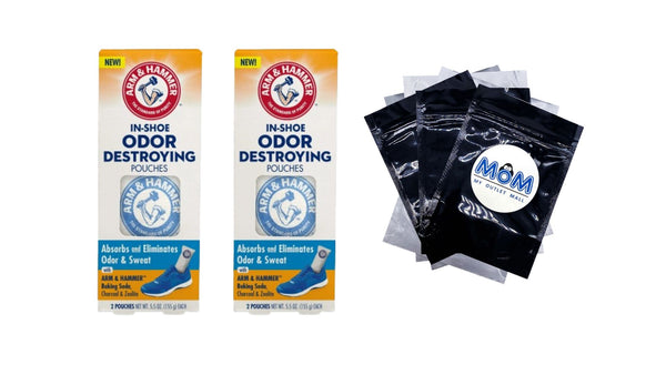 In-Shoe Odor Destroying Pouches - 2 packs - 2 count per pack - plus 3 My Outlet Mall Resealable Storage Pouches