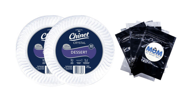 Crystal Premium Plastic Dessert Plates, Clear, 7” - 2 packs - 30 Count per pack - plus 3 My Outlet Mall Resealable Storage Pouches