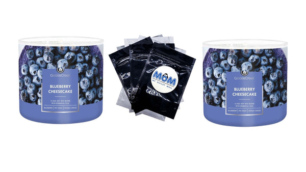 Blueberry Cheesecake Scented 3 Wick Jar Candle, Sweet - 2 packs - 14.5 oz per pack - plus 3 My Outlet Mall Resealable Storage Pouches