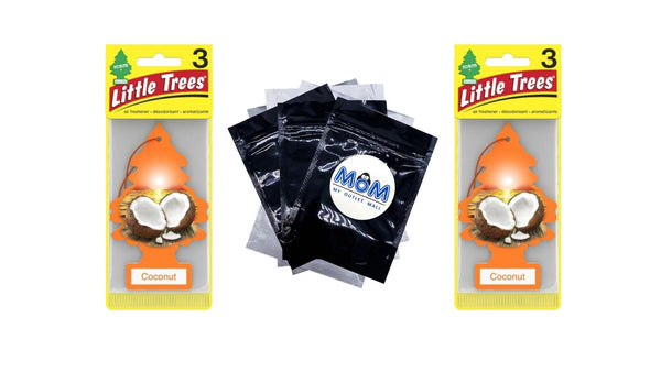 Air Freshener Coconut Fragrance- 2 pack - 3 count per pack plus 3 My Outlet Mall Resealable Storage Pouches