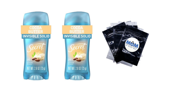 Fresh Invisible Solid Antiperspirant Deodorant for Women, Cocoa Butter - 2 packs - 2.6 oz per pack - plus 3 My Outlet Mall Resealable Storage Pouches