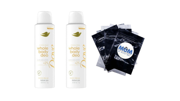 Aluminum Free Women's Whole Body Deodorant Cooling Spray Peach & White Tea - 2 packs - 4 oz per pack - plus 3 My Outlet Mall Resealable Storage Pouches