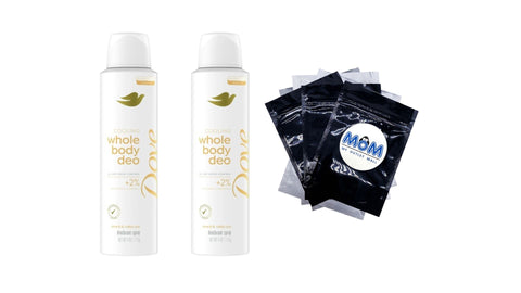 Aluminum Free Women's Whole Body Deodorant Cooling Spray Peach & White Tea - 2 packs - 4 oz per pack - plus 3 My Outlet Mall Resealable Storage Pouches