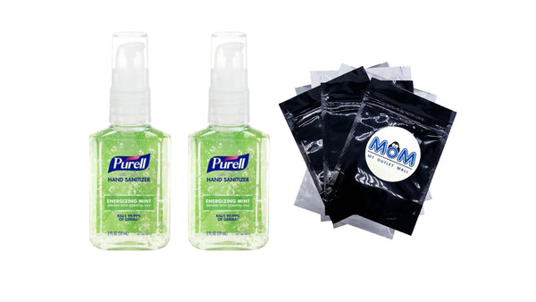 Advanced Hand Sanitizer Energizing Mint, Infused with Essential Oils, Pump Bottle - 2 packs - 2oz per pack - plus 3 My Outlet Mall Resealable Storage Pouches