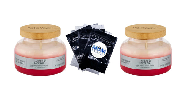 Amber and Saffron Scented 2-Wick Ombre Bell Jar Candle - 2 packs - 18 oz per pack - plus 3 My Outlet Mall Resealable Storage Pouches