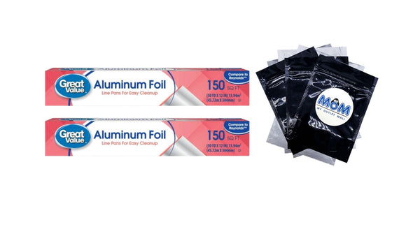 Aluminum Foil, 150 sq ft - 2 packs - plus 3 My Outlet Mall Resealable Storage Pouches